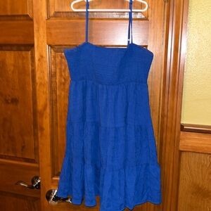 Blue spaghetti strap mini dress